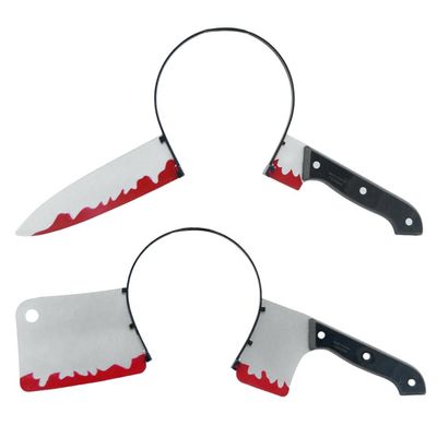 BESTOYARD 2Pcs Halloween Knife through Headband Props Lightweight Plastic Horror Toy Accessories for Party Favors and Costume Decorations
