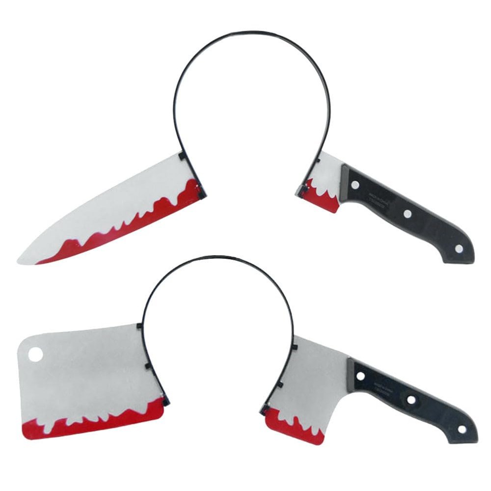 BESTOYARD 2Pcs Halloween Knife through Headband Props Lightweight Plastic Horror Toy Accessories for Party Favors and Costume Decorations