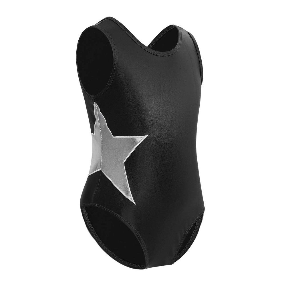 Agoky Kids Girls One-piece Ballet Dance Gymnastics Athletic Leotard Sparkly Stars Jumpsuit for Little Girl Black 2-3