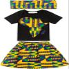SHENBOLEN Baby Girl African Print Clothing Ankara Skirt Top Set(B,Large) view 1