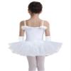 ranrann Kids Girls Swan Lake Dress Costume Sequins Ballet Dance Leotard Tutu Dress Dancewear with Gloves Hair Clip White 8-10 view 2