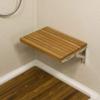 SeaLux Wall Mount 18" x 13" Folding Shower Solid Teak Board Bench for Boat, Shower Room, Steam and Sauna Room (No Open Slot) view 2