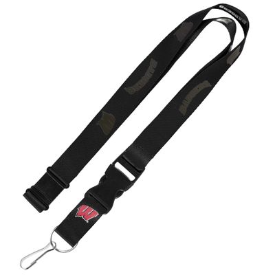 Aminco NCAA Wisconsin Badgers Team Lanyard, Black on Black