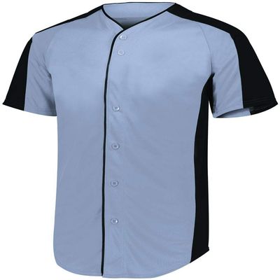 Augusta Sportswear Adult Full-Button Baseball Jersey 2XL BLUE GREY/ BLACK