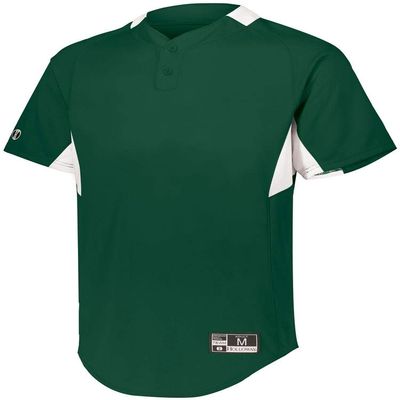 Holloway Youth Game7 Two-Button Baseball Jersey M Forest/White
