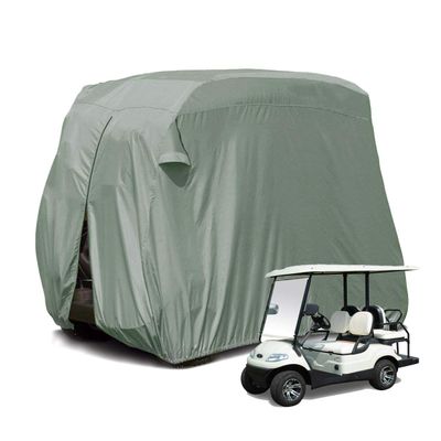 2023Upgraded Outdoor Golf Cart Cover Compatible with EZ GO, Club Car, Yamaha, Moveland Custom Cart Cover with 300D Material + Extra PVC Coating Dust UV Prevention (Grey)