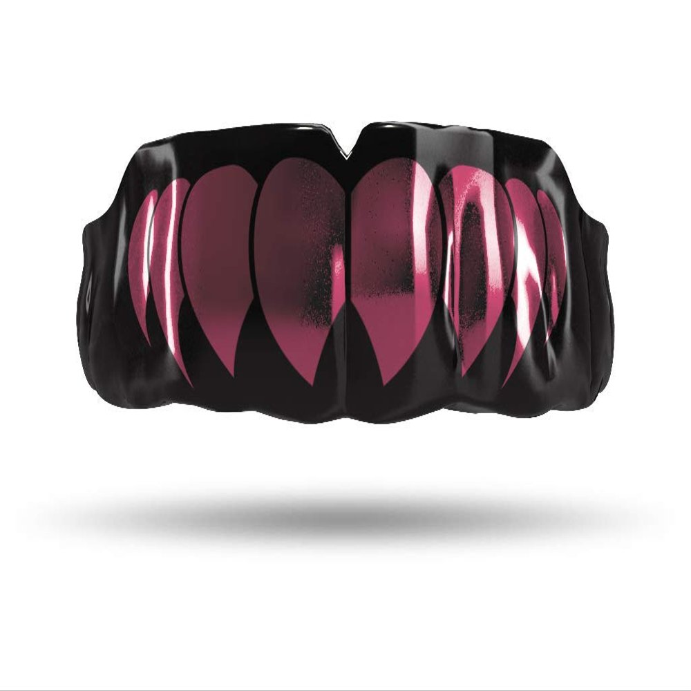 Impact Custom Professional MMA/Boxing/MuayThai Mouthguard Chrome Series (Black) Dusty Pink Fang- Boxing MMA