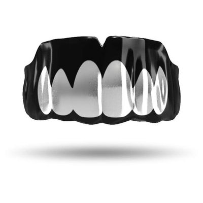 Impact Custom Professional MMA/Boxing/Muaythai Mouthguard Chrome Series (Black) Silver Grill- Boxing MMA