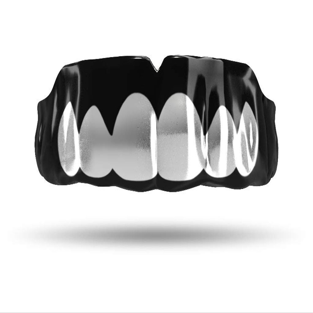 Impact Custom Professional MMA/Boxing/Muaythai Mouthguard Chrome Series (Black) Silver Grill- Boxing MMA