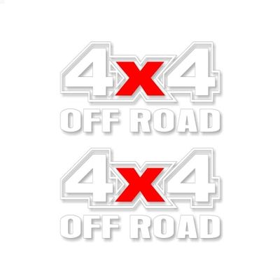 2-4x4 Offroad Solid White with Red X Vinyl 13" Decals Truck Box Stickers (2 Decals - White w/RED X)