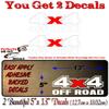 2-4x4 Offroad Solid White with Red X Vinyl 13" Decals Truck Box Stickers (2 Decals - White w/RED X) view 2
