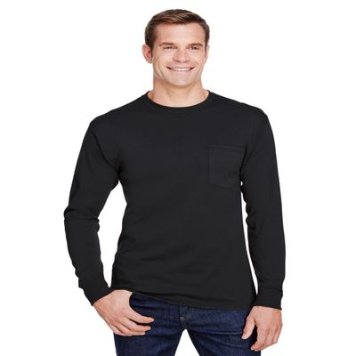 Hanes Adult Workwear Long-Sleeve Pocket T-Shirt 3XL BLACK