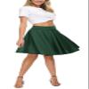 EXCHIC Women's Casual Stretchy Flared Midi Skater Skirts Basic A-Line Pleated Midi Skirt (L, Green) view 3