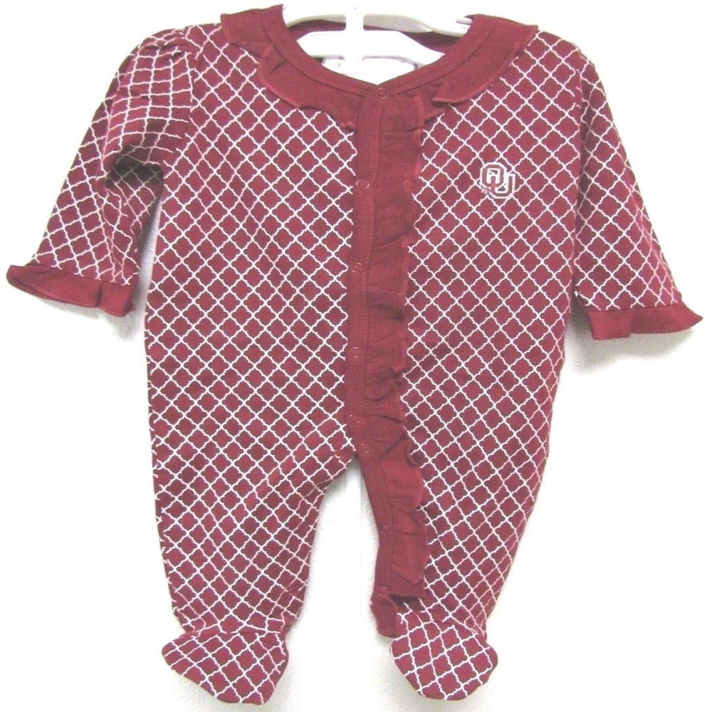 Two Feet Ahead NCAA Oklahoma Sooners Lattice Children Footed Creeper NB Crimson