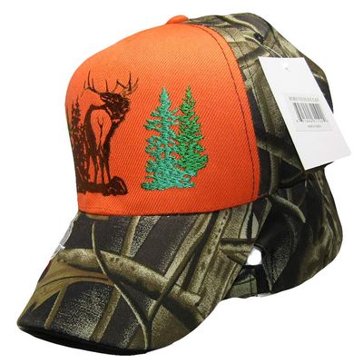 AES Born to Hunt Deer Orange Camo Camouflage Embroidered Hat Cap (RUF)