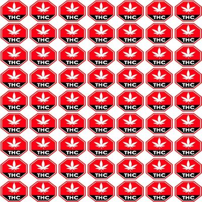 1.25" x 1.25" Warning THC Contour Cut Vinyl Sticker 54 Pack