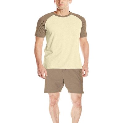Hanes Men's Adult X-Temp Short Sleeve Cotton Raglan Shirt and Pants Pajamas Pjs Sleepwear Lounge Set - Coffee Heather (X-Large)