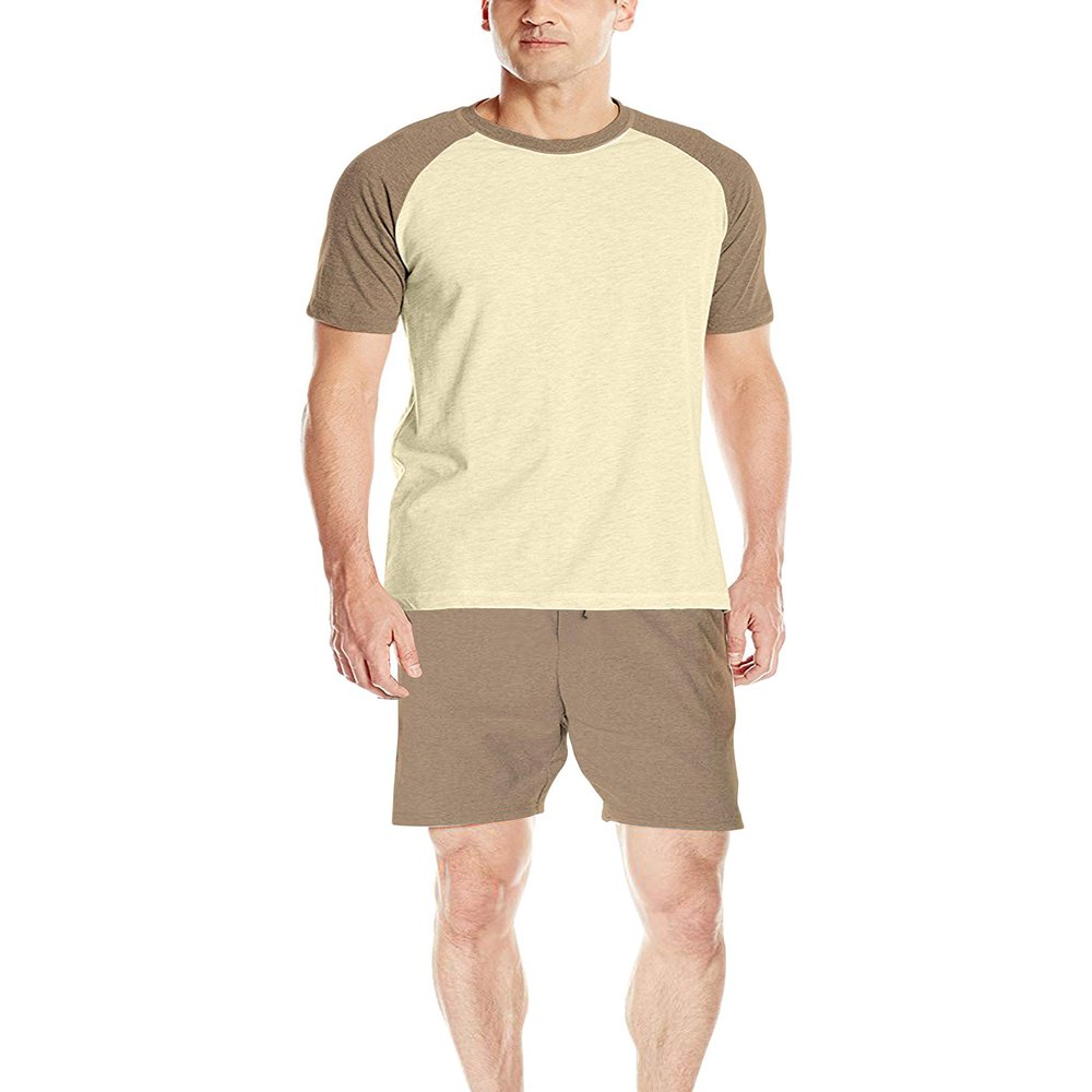 Hanes Men's Adult X-Temp Short Sleeve Cotton Raglan Shirt and Pants Pajamas Pjs Sleepwear Lounge Set - Coffee Heather (X-Large)