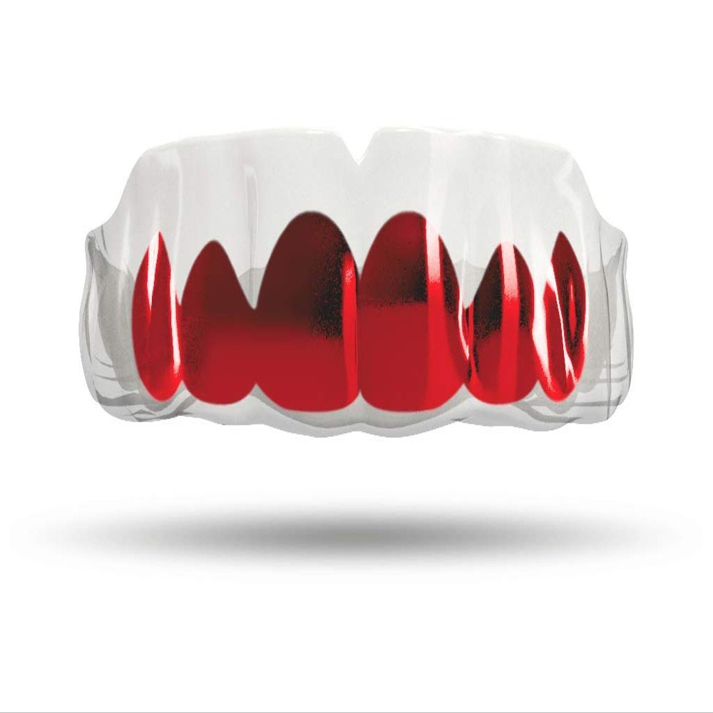 Impact Custom Professional All Sports Mouthguard Chrome Series (Clear) Red Grill - Jiu Jitsu/Football/Lacrosse & More