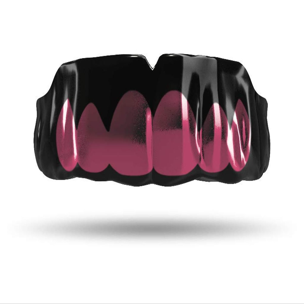 Impact Custom Professional All Sports Mouthguard Chrome Series (Black) Dusty Pink Grill - Jiu Jitsu/Football/Lacrosse & More