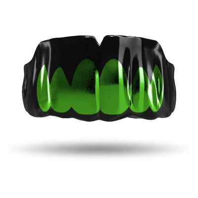 Impact Custom Professional MMA/Boxing/Muaythai Mouthguard Chrome Series (Black) Emerald Green Grill- Boxing MMA