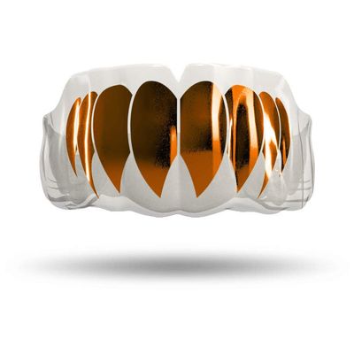 Impact Custom Professional All Sports Mouthguard Chrome Series (Clear) Burnt Orange Fang - Jiu Jitsu/Football/Lacrosse & More