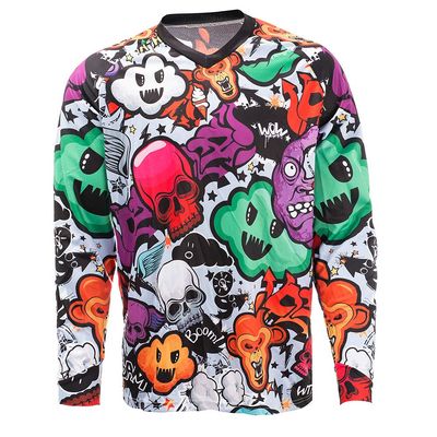 Cycling Jersey Men Long Sleeve MTB T Shirt Mountain Bike Motorcycle Bicycle Clothes Skull Size M