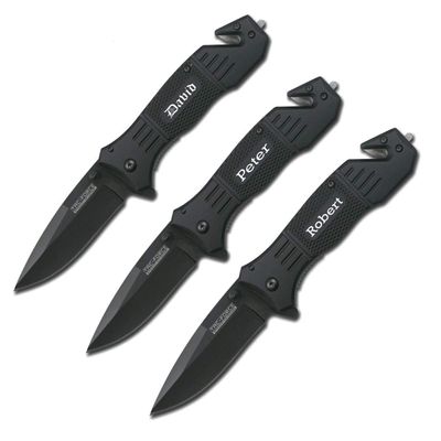 GIFTS INFINITY Personalized Laser Engraved Pocket Knife with Stonewashed Blade and Thumb Stud Opener - Seat Belt Cutter, Stainless Steel Handle Color Code - TF-434
