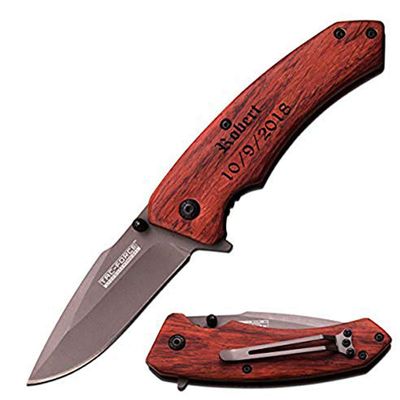 Gifts Infinity Free Engraving Titanium Coated Stainless Steel Quality Pocket Knife (TF-922)