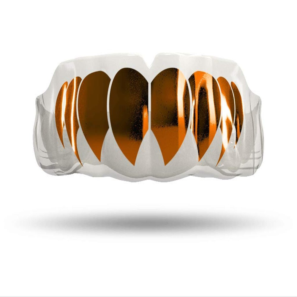 Impact Custom Professional MMA/Boxing/Muaythai Mouthguard Chrome Series (Clear) Burnt Orange Fang- Boxing MMA