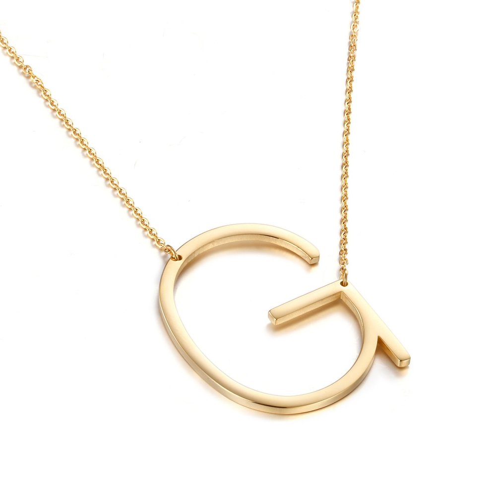 Memgift G Letter Necklace Wedding Jewelry Gifts for Sister Simple Christmas Presents for Women Large Initial Pendant