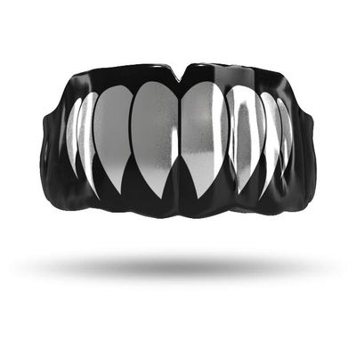 Impact Custom Professional MMA/Boxing/Muaythai Mouthguard Chrome Series (Black) Silver Fang- Boxing MMA
