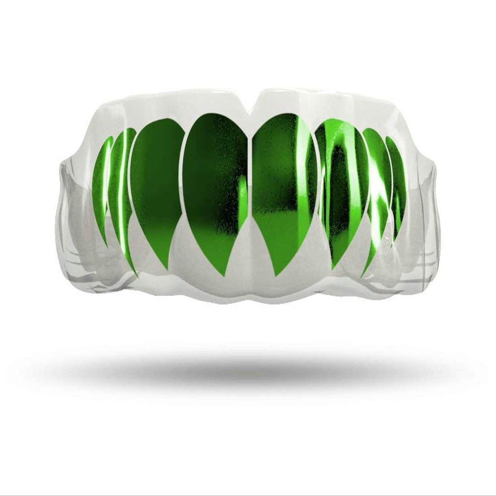 Impact Custom Professional MMA/Boxing/Muaythai Mouthguard Chrome Series (Clear) Emerald Green Fang- Boxing MMA
