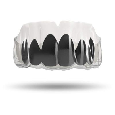 Impact Custom Professional MMA/Boxing/Muaythai Mouthguard Chrome Series (Clear) Black Grill- Boxing MMA