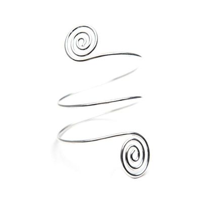 OWUKS Fashion Upper Arm Bracelet Cuff Bangle Coil Bracelet Simple Swirl Leaf Armband Jewelry-Silver Swirl