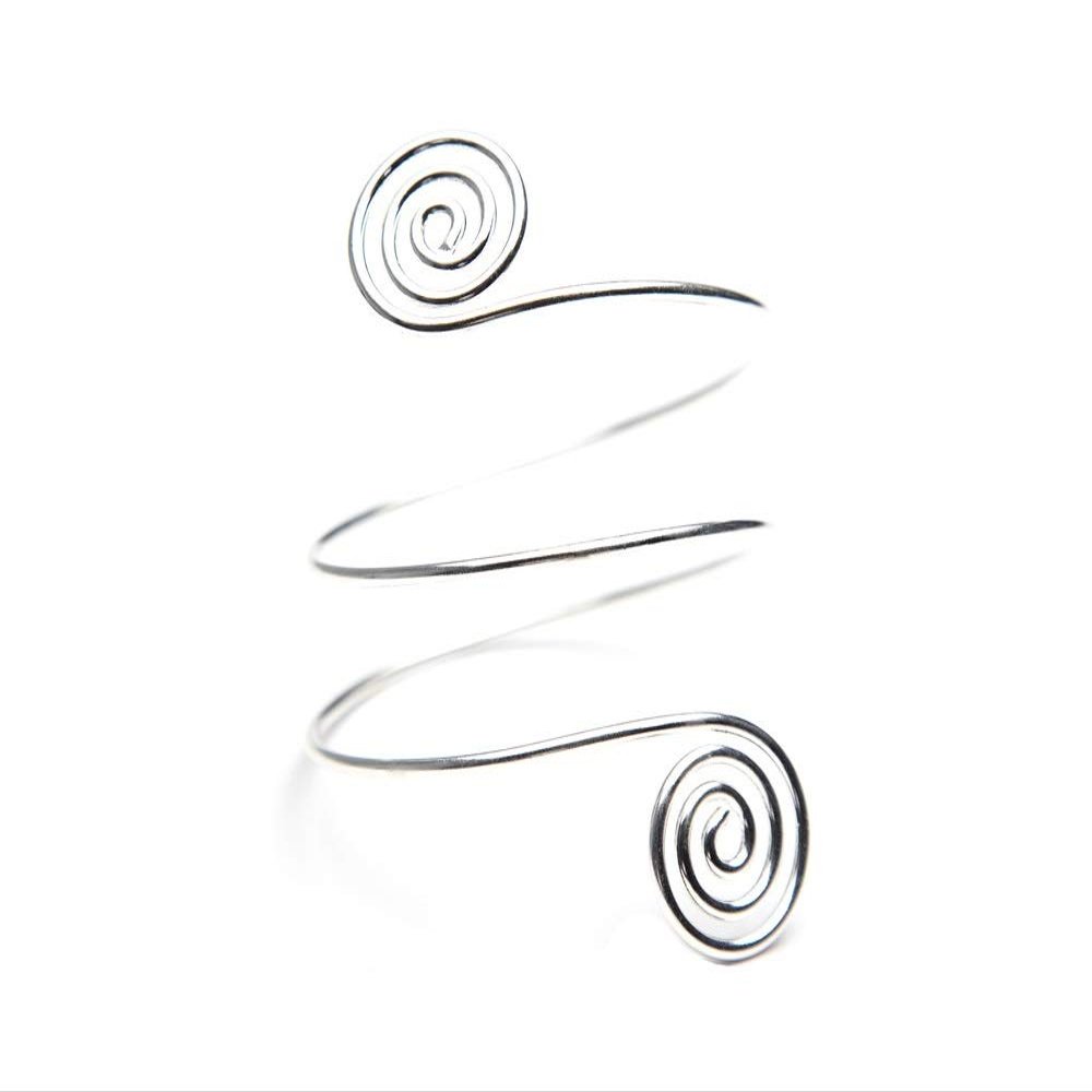 OWUKS Fashion Upper Arm Bracelet Cuff Bangle Coil Bracelet Simple Swirl Leaf Armband Jewelry-Silver Swirl