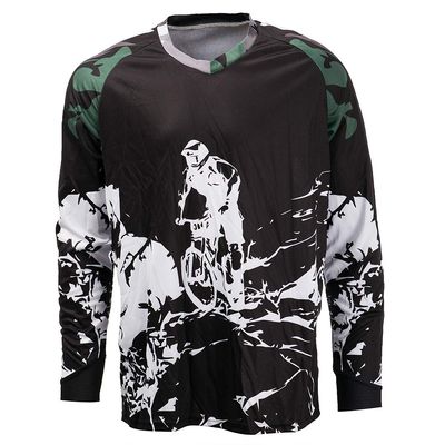 Cycling Jersey Men Long Sleeve MTB T Shirt Mountain Bike Motorcycle Bicycle Clothes Black White Size M