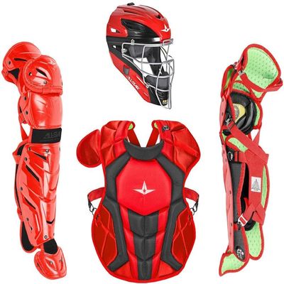 All-Star S7 Axis for Ages 9-12, 14.5" - Baseball Catching Equipment Kit, Meets NOCSAE Standard - Scarlet Red, Black