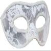 AZYOUNG Men's Black White Red Translucent Masquerade Simple Fashion Half Face Mask,White view 1