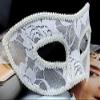 AZYOUNG Men's Black White Red Translucent Masquerade Simple Fashion Half Face Mask,White view 2
