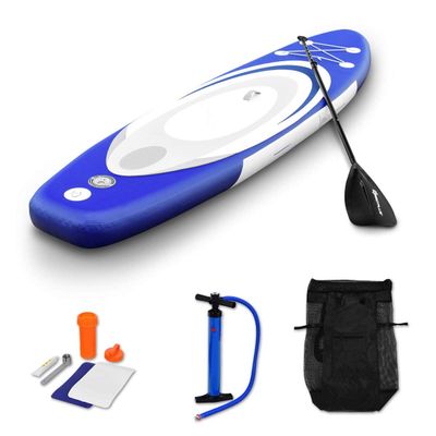 GOFLAME 10' Inflatable Stand up Paddle Board Adjustable Paddle, Leash, Pump and Backpack,Surfboard SUP Board with Pump Repair Kit, 6 Inch Thick (Blue, 10')