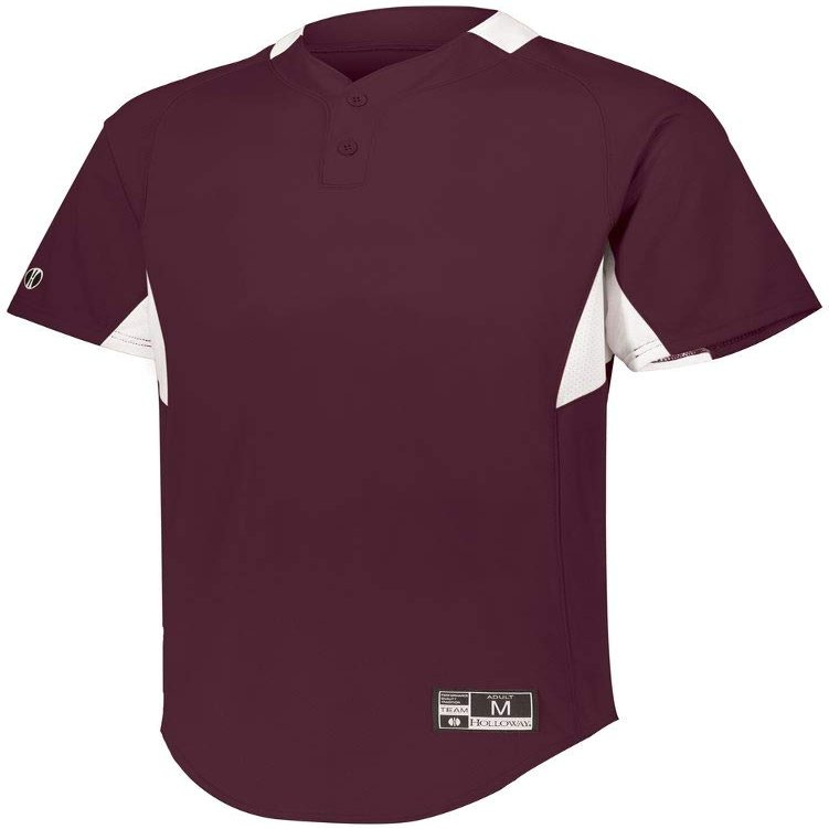 Holloway Youth Game7 Two-Button Baseball Jersey M Maroon/White