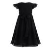 ACSUSS Kids Chiffon Flower Girl Dress Flutter Sleeve Wedding Bridesmaid Ball Gown Party Dress Black 14 view 1