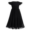 ACSUSS Kids Chiffon Flower Girl Dress Flutter Sleeve Wedding Bridesmaid Ball Gown Party Dress Black 14 view 2