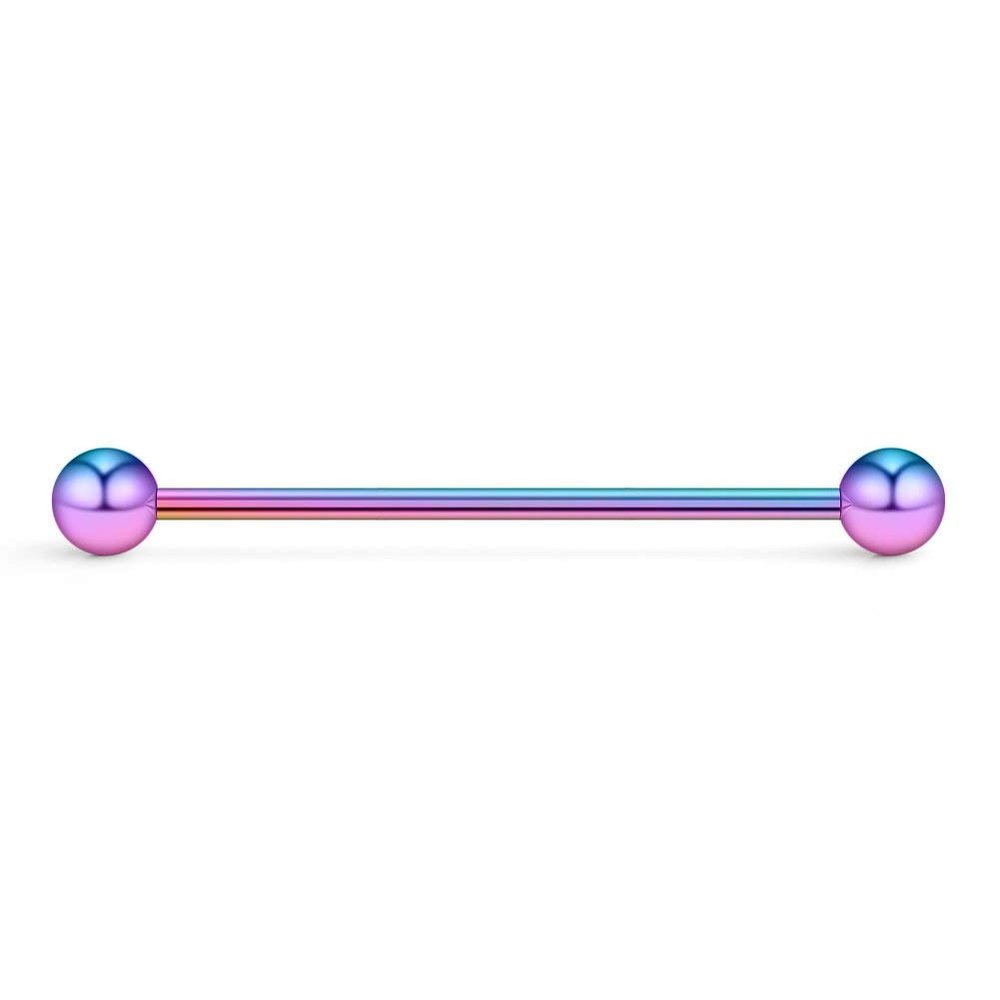 14G Industrial Barbell Cartilage Earring Body Piercing Jewelry 38mm (Multi-Color)