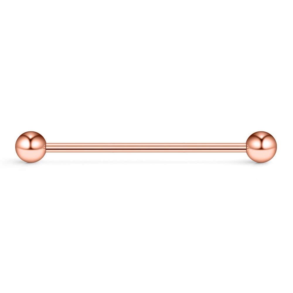 14G Industrial Barbell Cartilage Earring Body Piercing Jewelry 38mm (Rose Gold I.P)