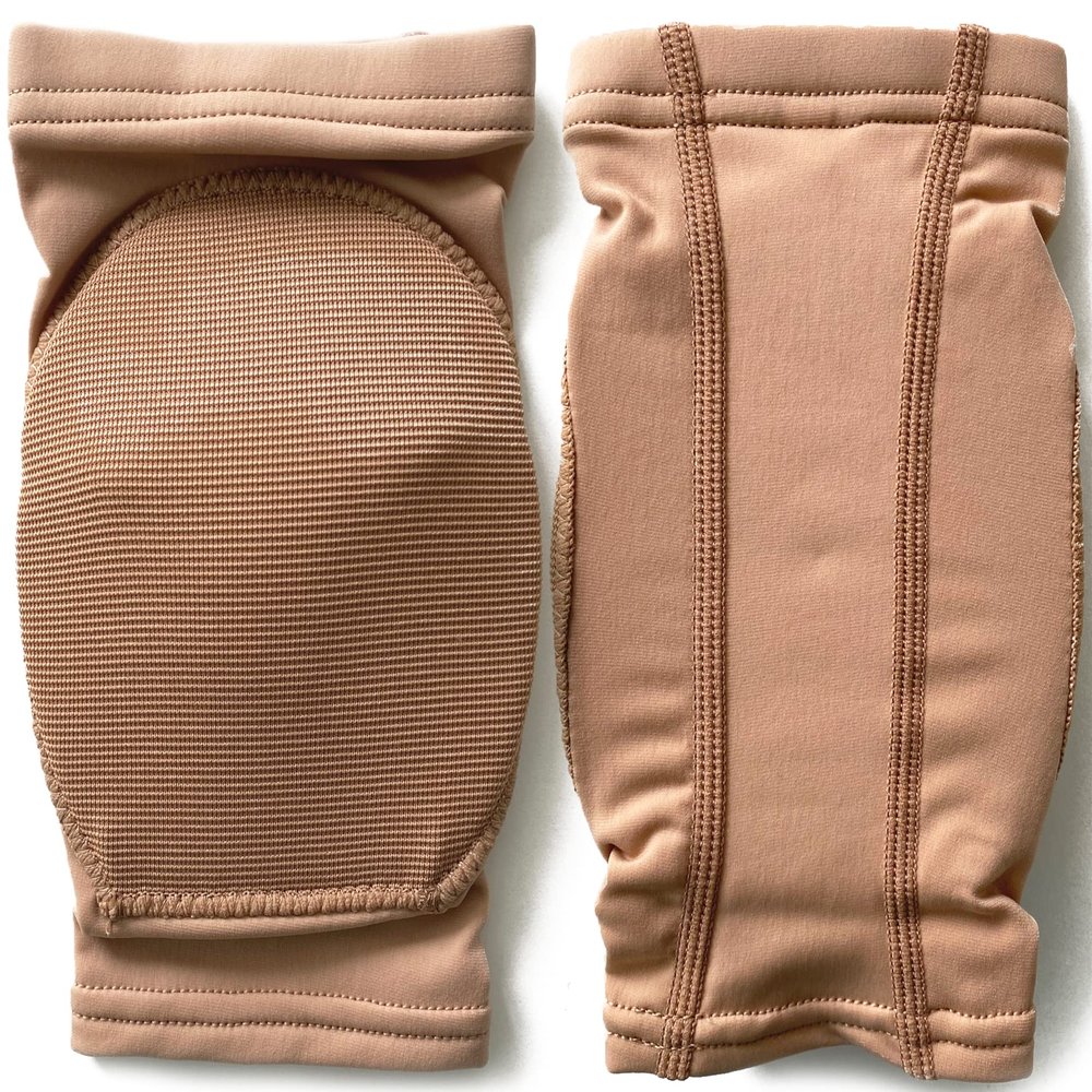 DANCEYOU Dance Knee Pads Hard Sponge Volleyball Knee Brace for Big Kid Teen Adults Football Pole Dancer Workout Knee Protector, Tan, M