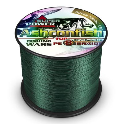Ashconfish Braided Fishing Line- 8 Strands Super Strong PE Fishing Wire Heavy Tensile for Saltwater & Freshwater Fishing -Abrasion Resistant - Zero Stretch- 300M/328Yards 6LB Moss Green