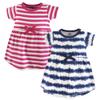 Touched by Nature baby girls Organic Cotton Short-sleeve and Long-sleeve Dresses Playwear Dress, Toddler Tie Dye Stripe Short Sleeve, 3T US view 1