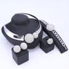 Fashion 18K Gold Plated Crystal Round Pendant Necklace Earring Bangle Ring Wedding Party Jewelry Set And Boxes (4pcs silver) view 3